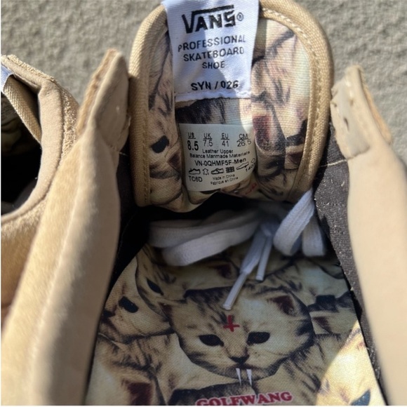 VANS SYNDICATE OLD SKOOL PRO GOLF WANG Tyler the Creator-PINK/WHEAT Size 8.5 NWT - Picture 13 of 14